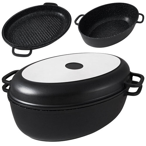 Ildfast fad med grillpande 8 L - Oval