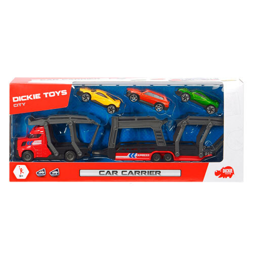 Legetøjslastbil biltransporter 32 cm. - Rød
