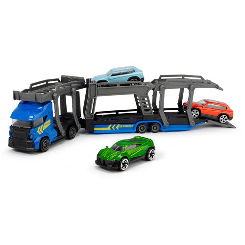 Legetøjslastbil biltransporter 32 cm. - Blå