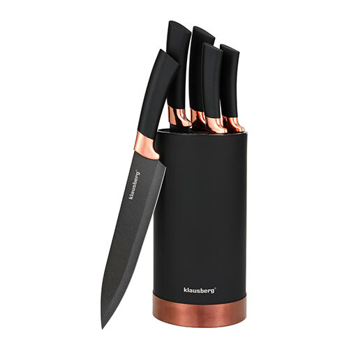 Knivblok m/ 5 knive - Rose gold