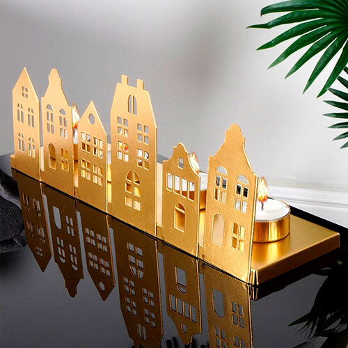 Fyrfadsstage advent - Guld 11 x 30 x 8 cm.