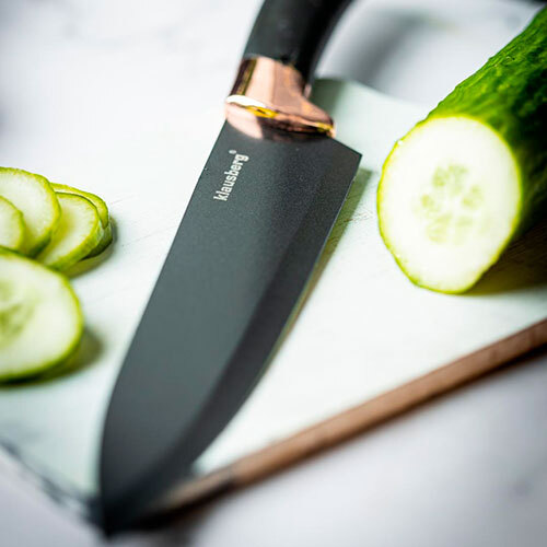 Knive med knivblok - Rose gold 6 dele