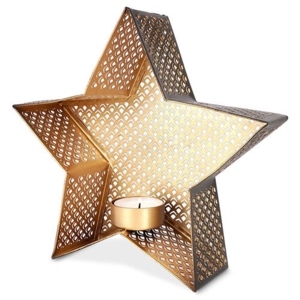 Stjerne fyrfadsstage - Guld | 20 x 21 x 6 cm.