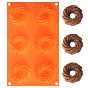 Sillinie silikoneform hvirvler - Orange | 28 x 17 cm.